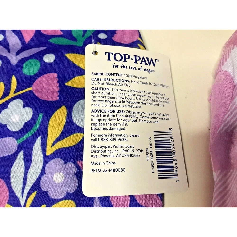 New Dog Clothing Lot 2 Pieces Shirts Floral Pink Plaid Outfits Puppy Extra Small